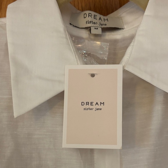 NWT Sister Jane White Button Down Shirt with Puff Sleeves - Picture 3 of 6